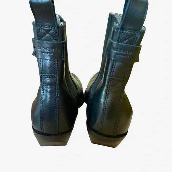 All Saints Fox Pointed Black Toe Leather Chelsea Boots – Sz EU37/US7
